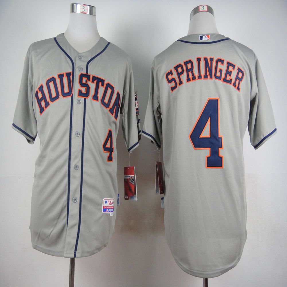 Men Houston Astros #4 Springer Grey MLB Jerseys